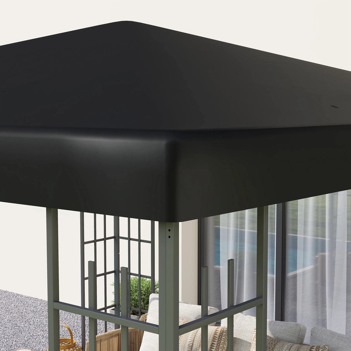 Replacement Gazebo Canopy Cover for 3 x 3m Gazebos, UPF30+, Black