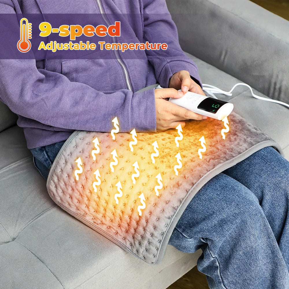 Electric Heating Pad 60 x 30cm with 9 Heat Settings and Auto-Off Timer, UK Plug