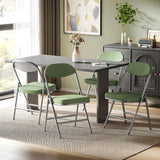 Folding Dining Chairs Set of 4 Padded Corduroy Seat with Steel Frame Space Saving 120kg Green