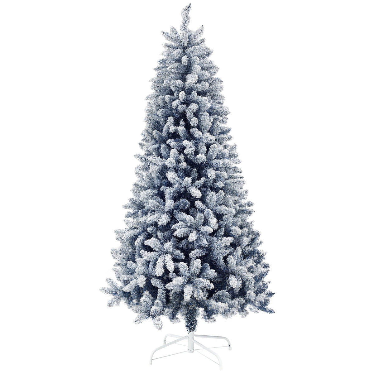 6 Foot Artificial Blue Snow Flocked Christmas Tree with Hinged Branches