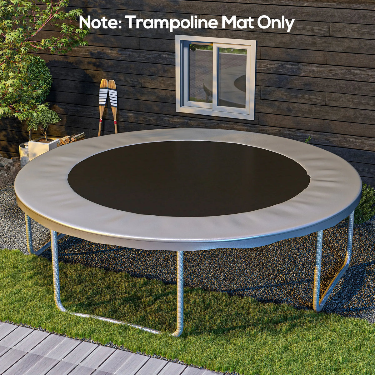Trampoline Replacement Mat with Eight Rows of Stitching, Spring Pull Tool, 72 V-Hooks, for 12ft Trampoline