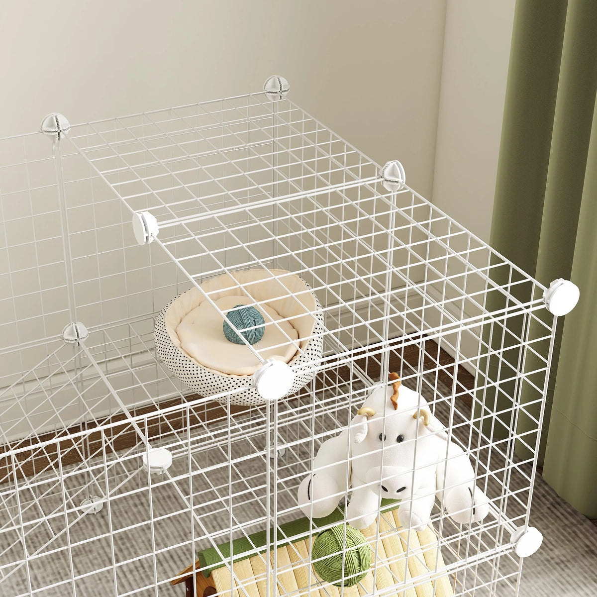 DIY Pet Playpen, 36 Panel Cage for Rabbit, Chinchilla, Hedgehog - White