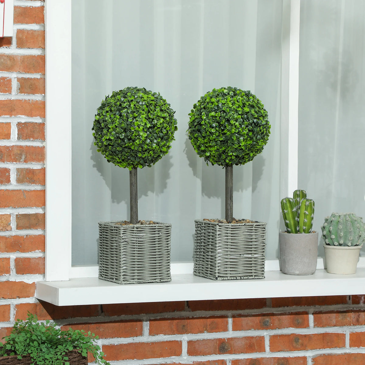 Set of 2 Artificial Boxwood Topiary Balls, 50cm