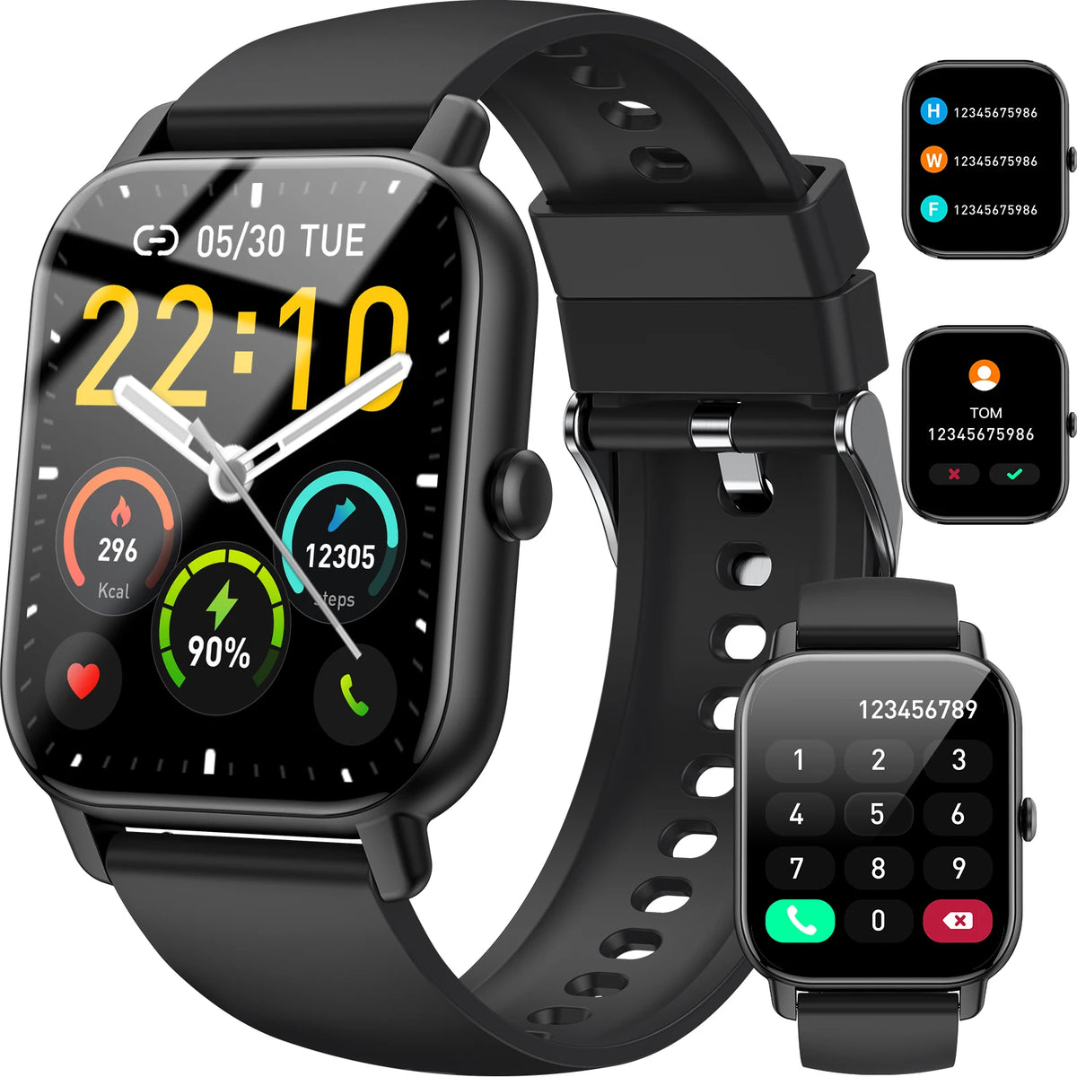 Ultra Thin Smartwatch with Bluetooth Calling, 1.85" Display, 110+ Sports Modes, IP68 Waterproof Fitness Tracker
