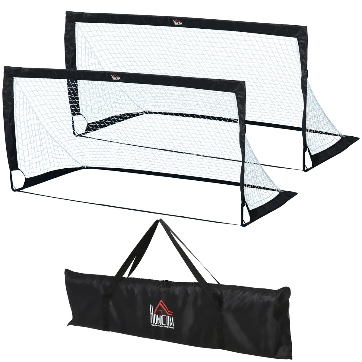 Set of 2 Foldable 6 x 3ft Football Goals with Carry Bag