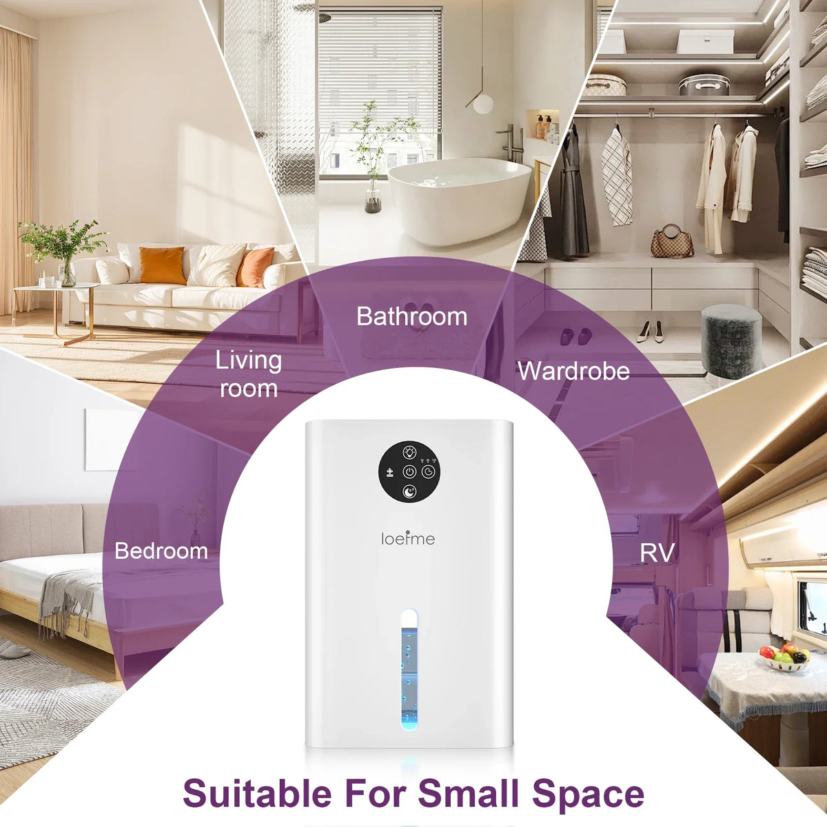 1.8L Portable Mini Dehumidifier, 500ml/Day Quiet Moisture Absorber with Auto Shut-Off