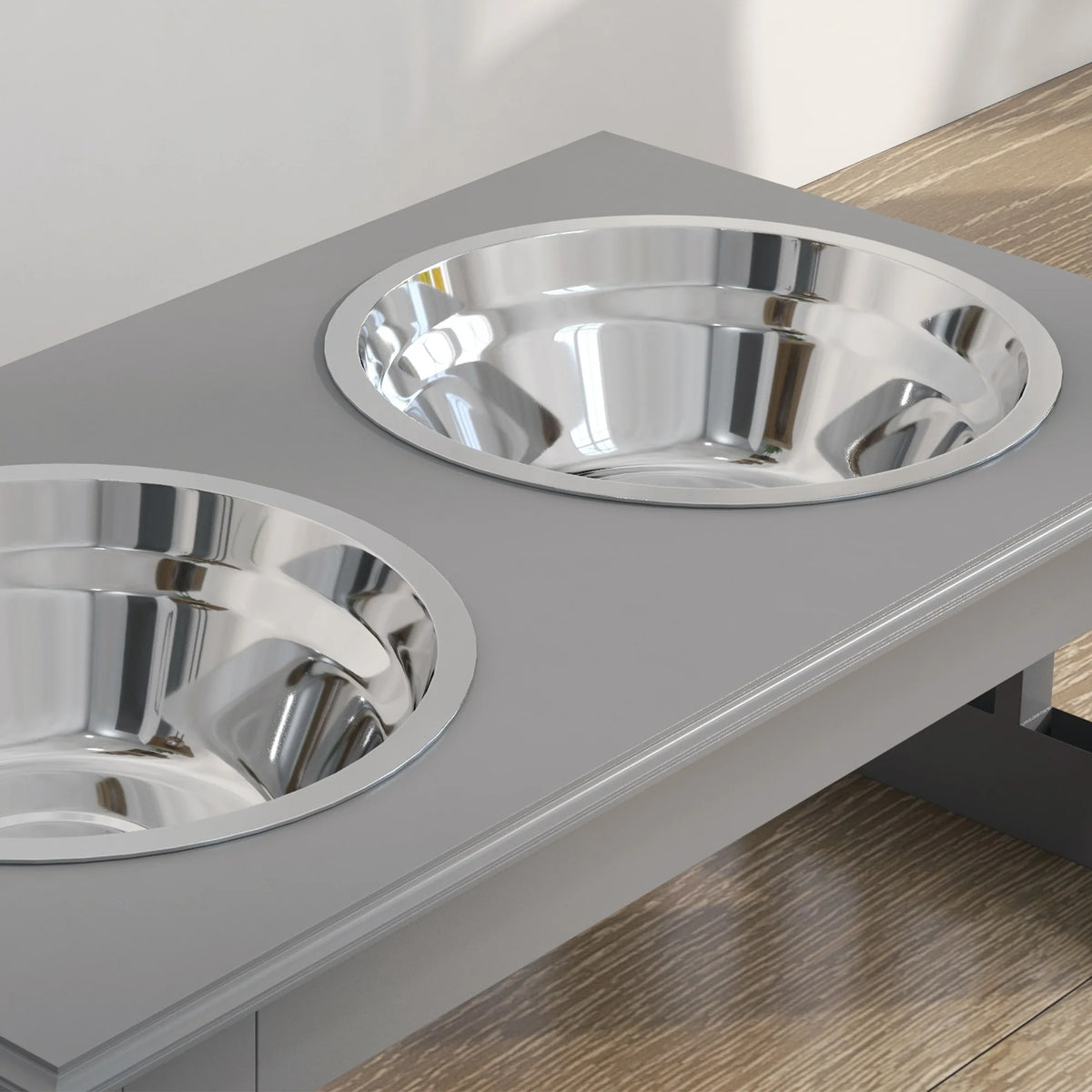 Raised Pet Feeder with Two Stainless Steel Bowls for Small Dogs