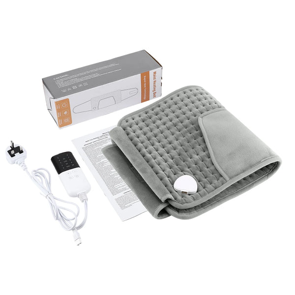 Electric Heating Pad Belt 60 x 30cm with Hand Warmer Pocket, 10 Heat Settings, UK Plug