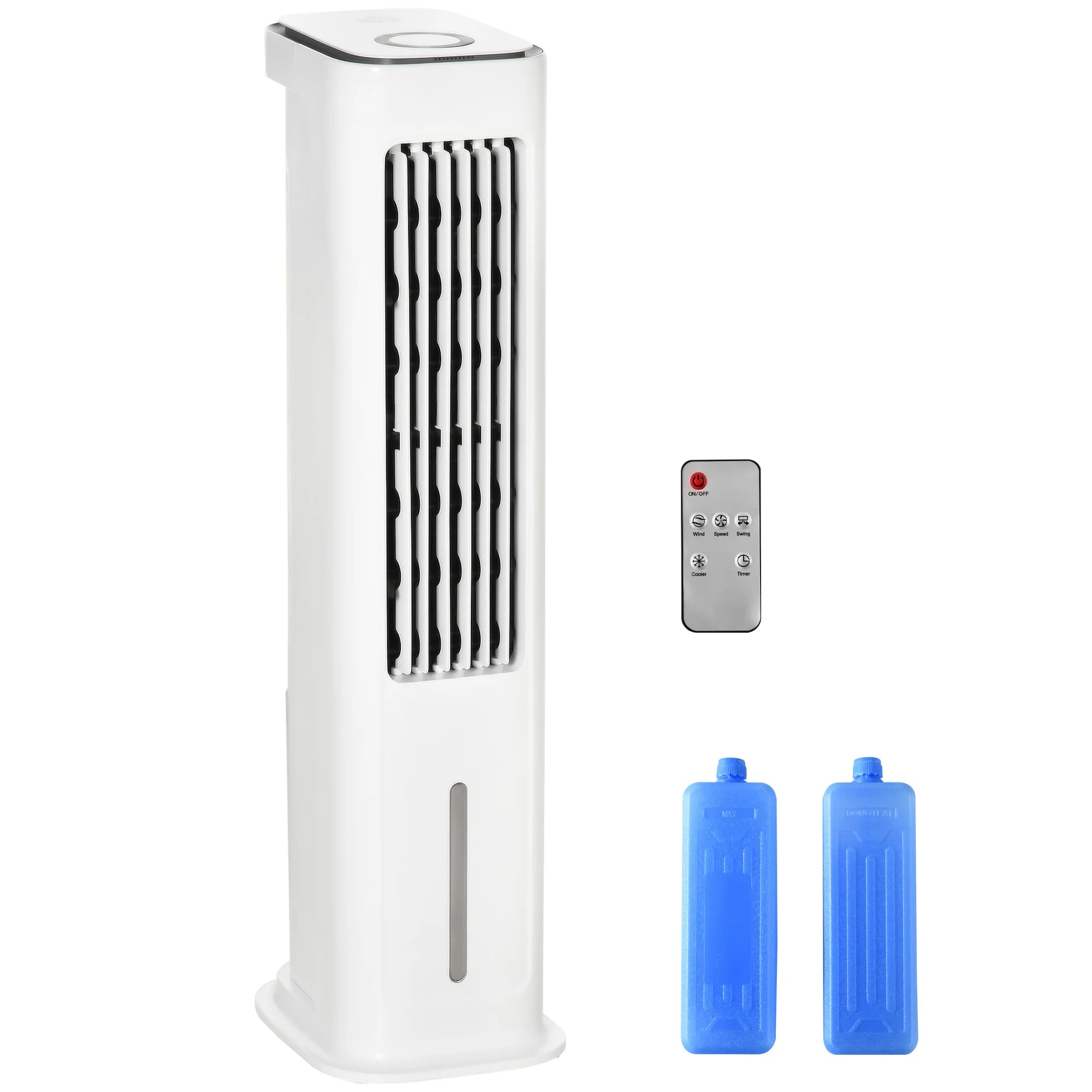Evaporative Air Cooler Tower Fan with Ice Cooling 5L Tank 3 Modes 60° Oscillation 12hr Timer Remote Control White