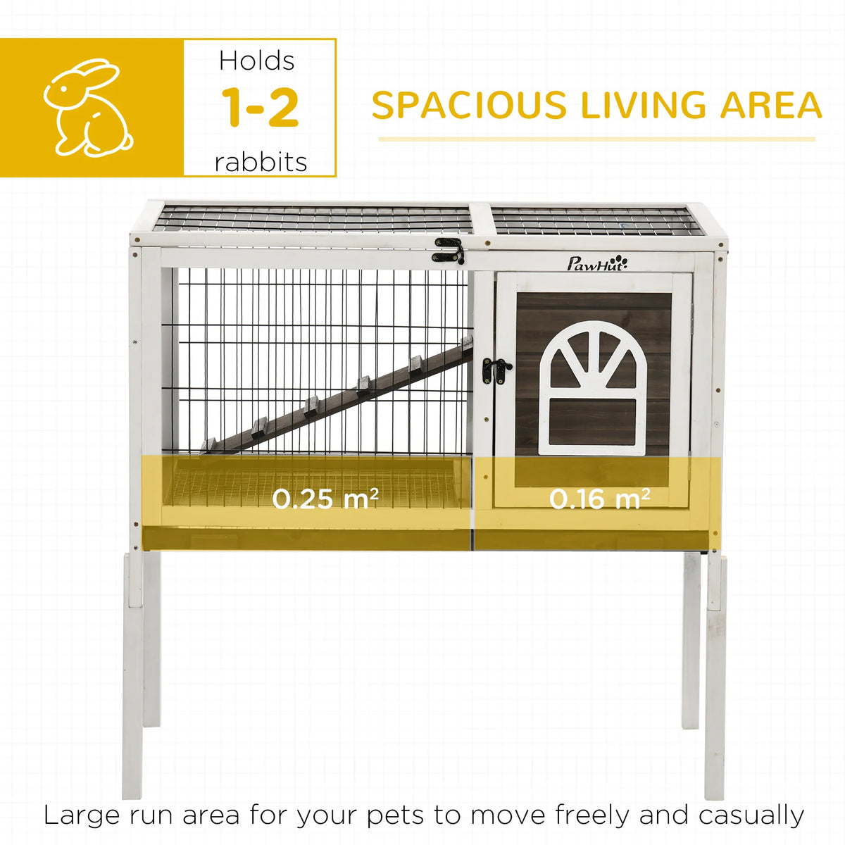 Wooden Rabbit Hutch with Openable Roof Removable Legs Steel Wire Run Ladder and Removable Tray