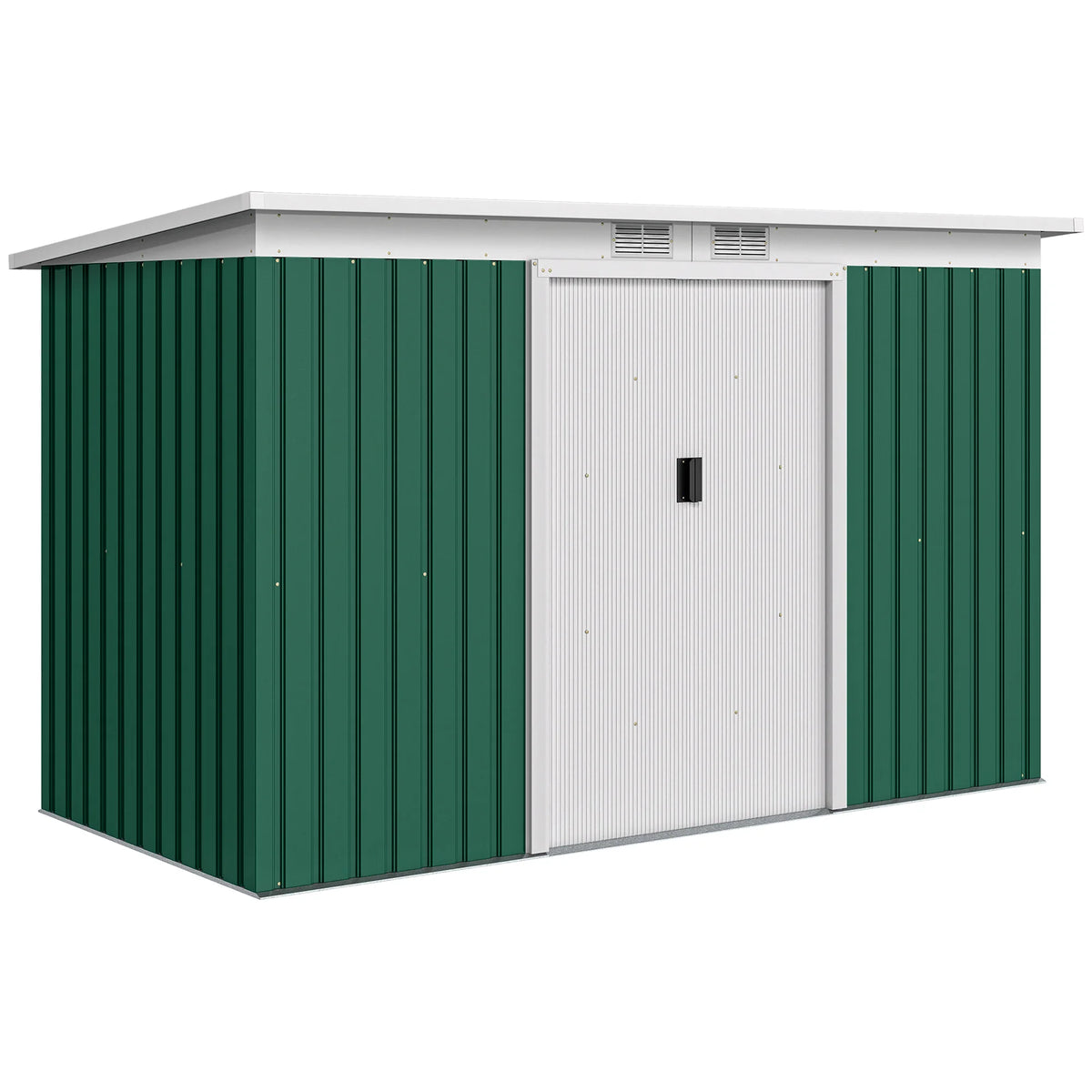 Galvanised Steel Garden Storage Shed, Dark Green