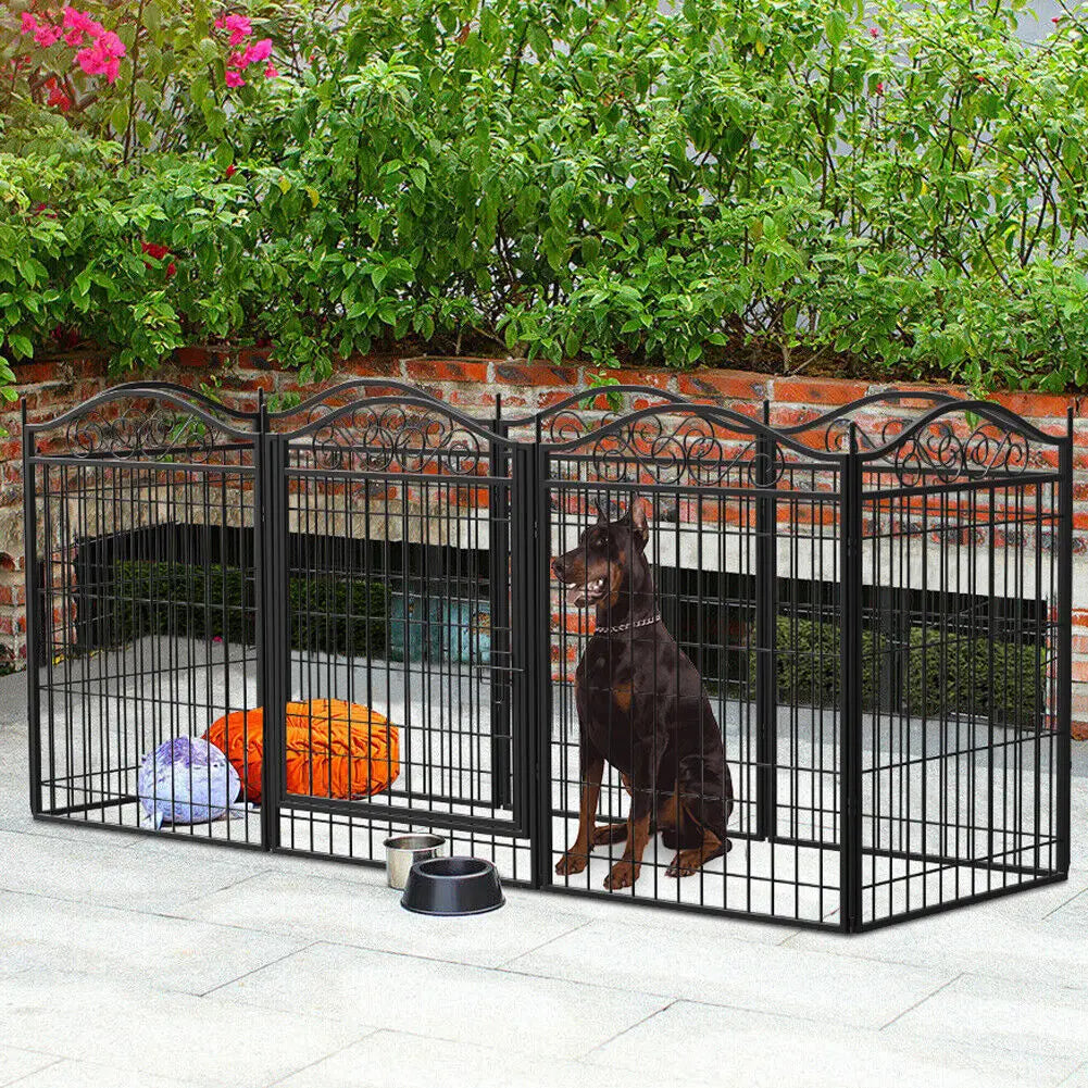 BINGOPAW 8 Panel Dog Playpen 32 Inch Height Heavy Duty Foldable Anti-Rust Indoor Outdoor Fence