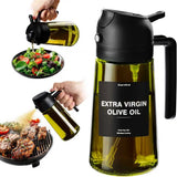 2-in-1 Glass Olive Oil Sprayer & Dispenser | 470ML Borosilicate Spray Bottle for Cooking