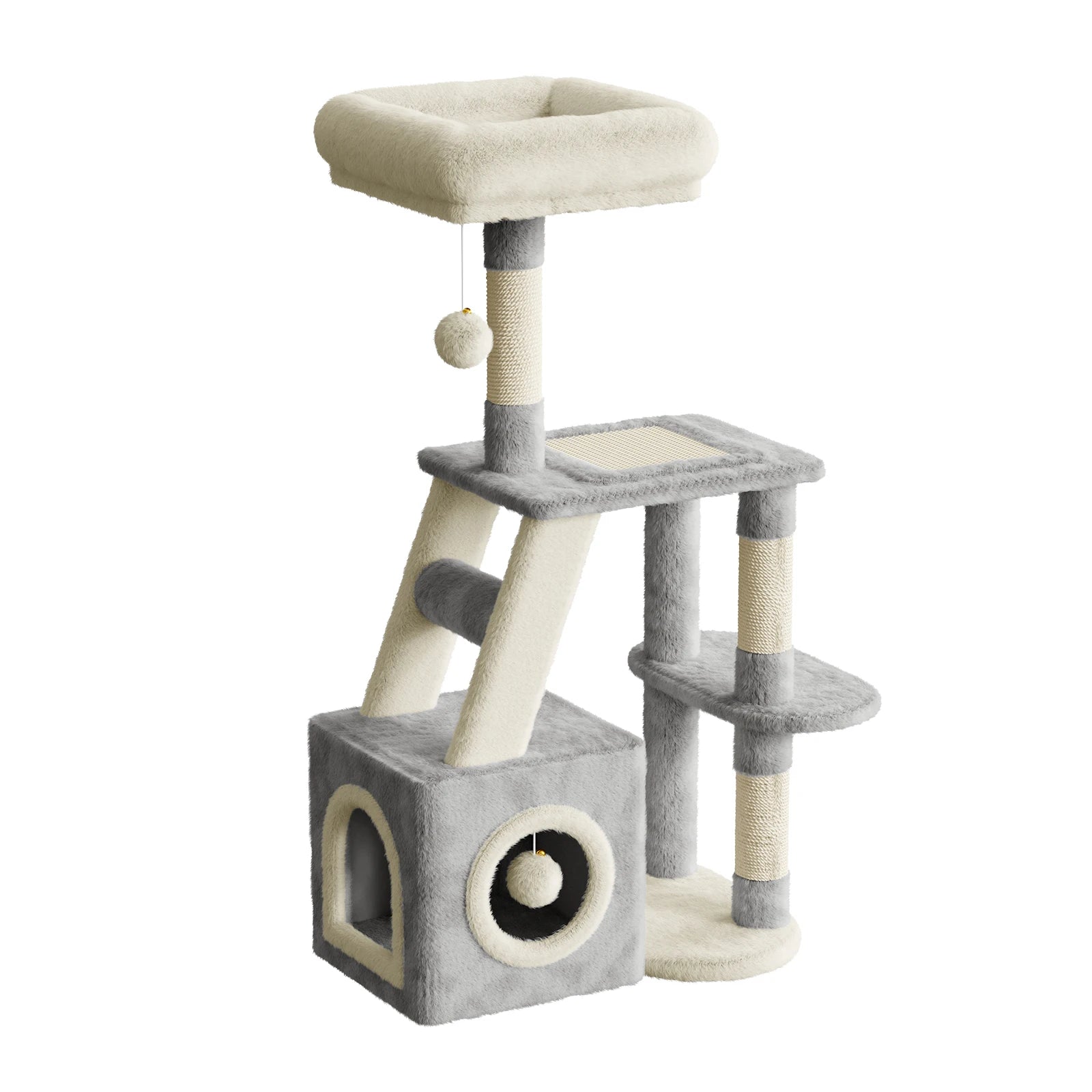 Dogat 107cm Cat Tree Scratching Post Cosy Cabin Play Platforms Multi-Level Activity Centre