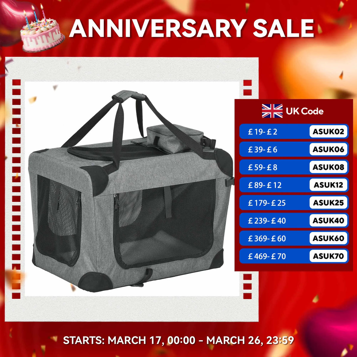 Folding Pet Carrier Bag House with Cushion, Storage Pockets - Grey