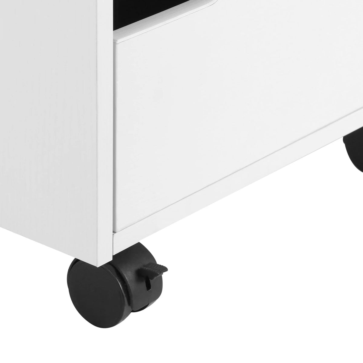MDF Mobile File Cabinet with 3 Drawers, Locking Wheels, Metal Rails, White