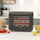 Food Dehydrator 6 Stainless Steel Trays Digital Timer 35-70C LED Display for Fruit Jerky and Herbs Black