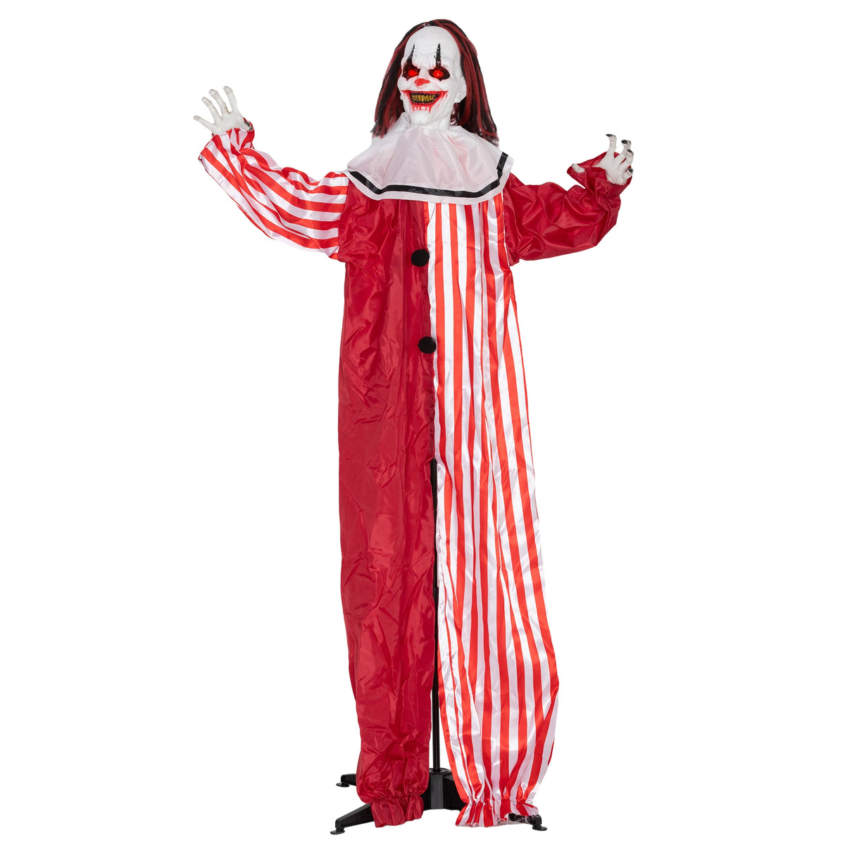 Sound Activated Halloween Animatronic Clown with Red Light-Up Eyes