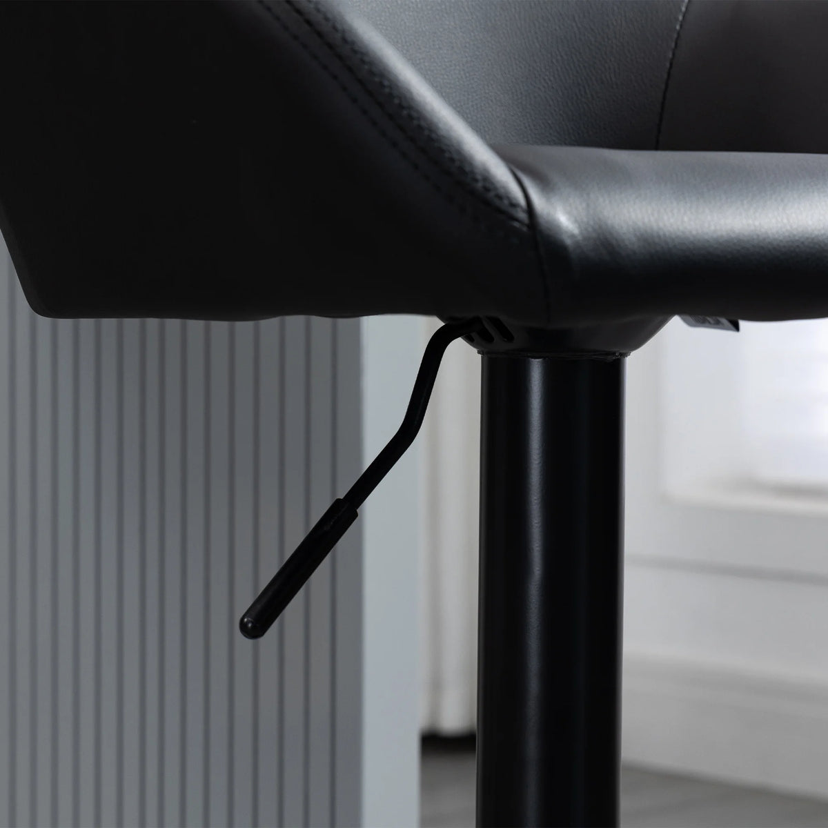 Adjustable Bar Stools Set of 2, Swivel Barstool with Footrest, Black