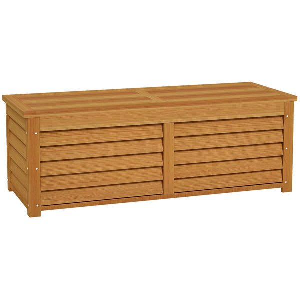 292L Wooden Garden Storage Box, Outdoor Deck Box for Patio and Poolside, Light Brown