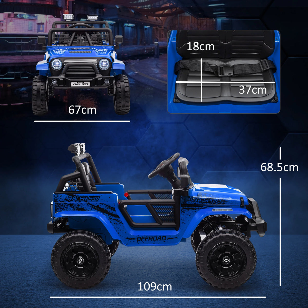 12V Kids Ride On Electric Truck 109x67x68.5cm with Spring Suspension 3 Speeds Remote Control and Lights