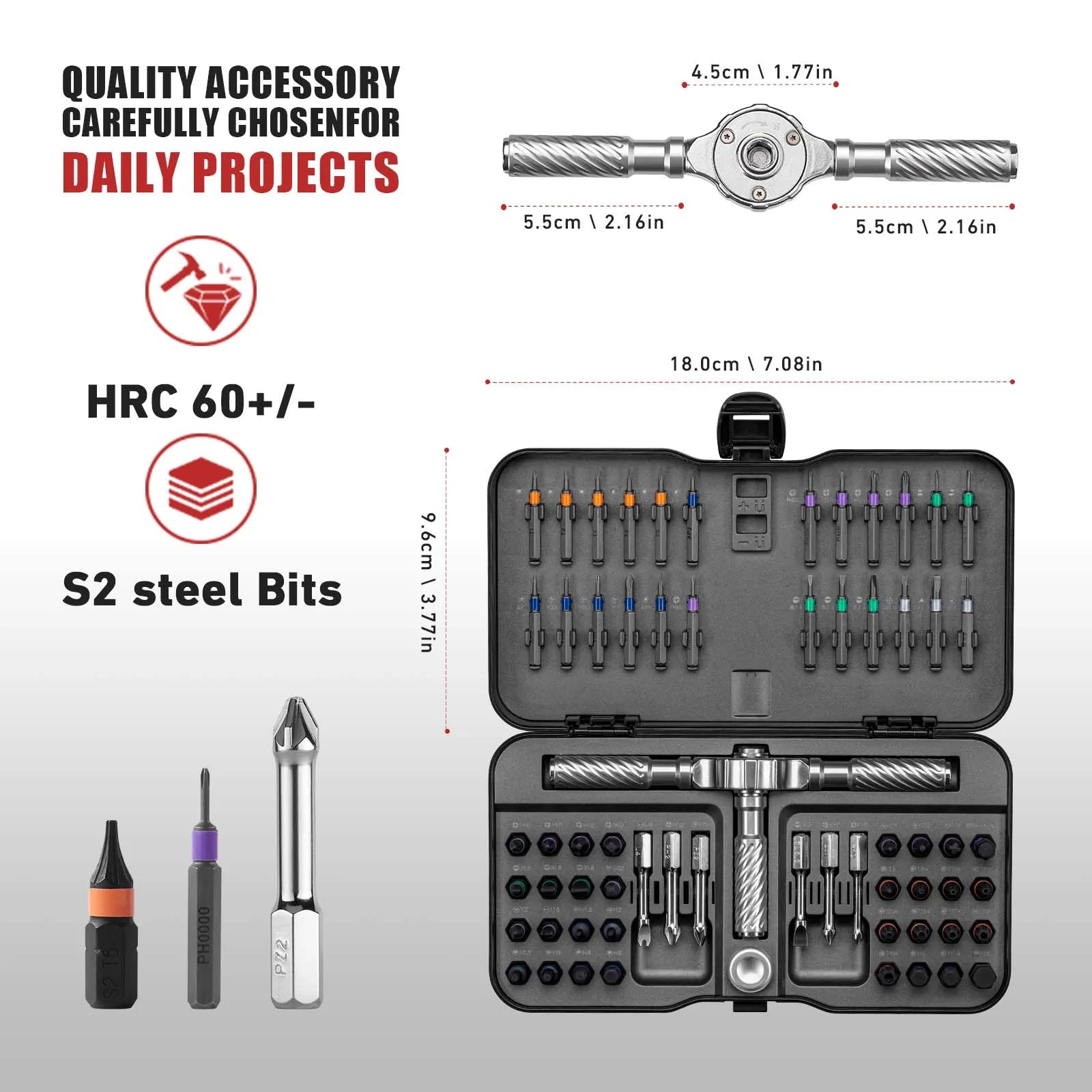 Precision 24/40/66In1 Magnetic Ratchet Screwdriver Set Detachable T - Handle Magneticizer Fix Furniture, Electronics & Glasses