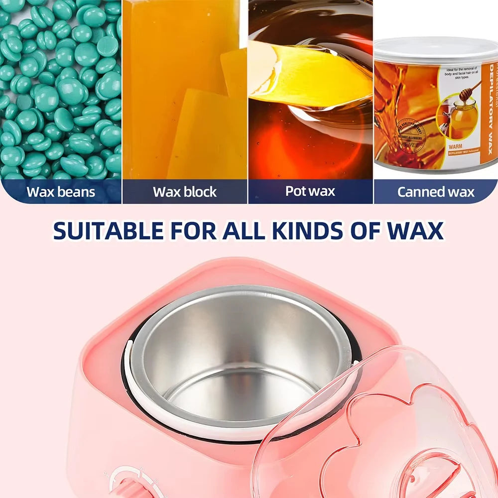 500ml Hair Removal Wax Warmer Kit with 4 Packs of Hard Wax Beans and 20 Sticks, UK Plug