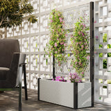 Rattan Raised Garden Planter with Trellis 148x90x35cm for Climbing Plants PE Rattan Steel Mixed Grey