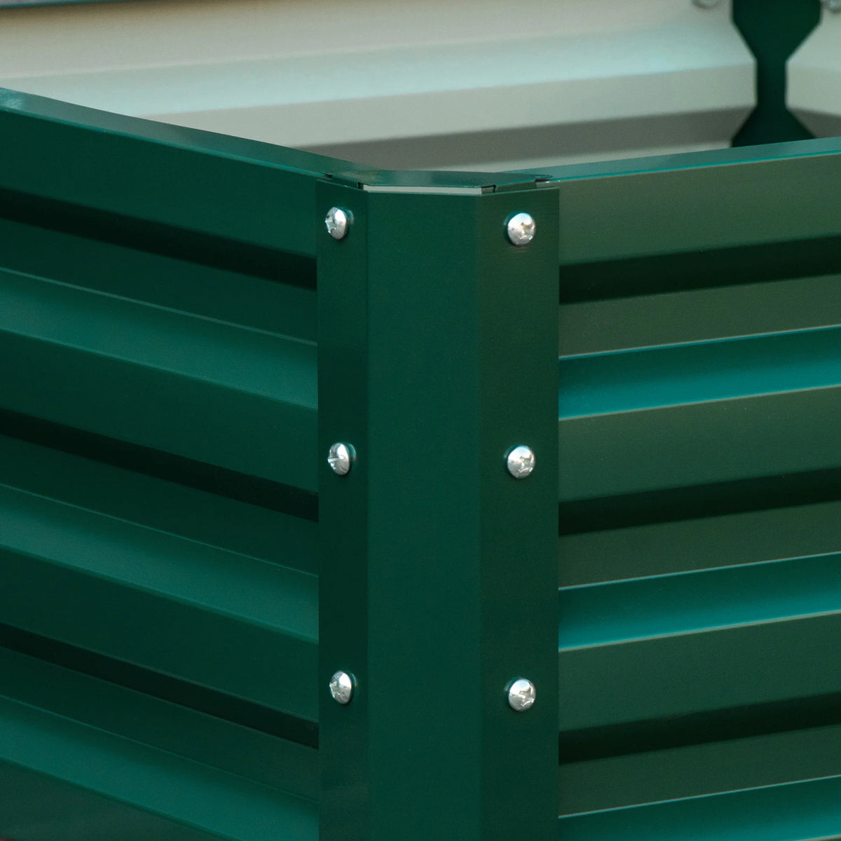 Set of 2 Raised Garden Beds, Galvanised Steel Planter Boxes, Green