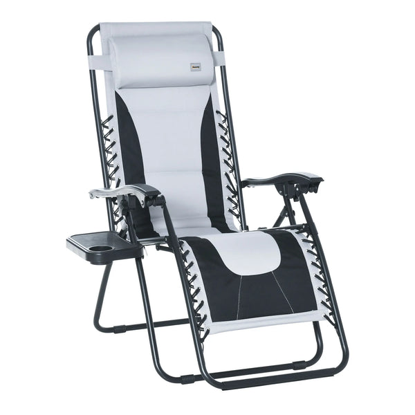 Zero Gravity Lounger Folding Recliner Chair with Cup Holder, Grey