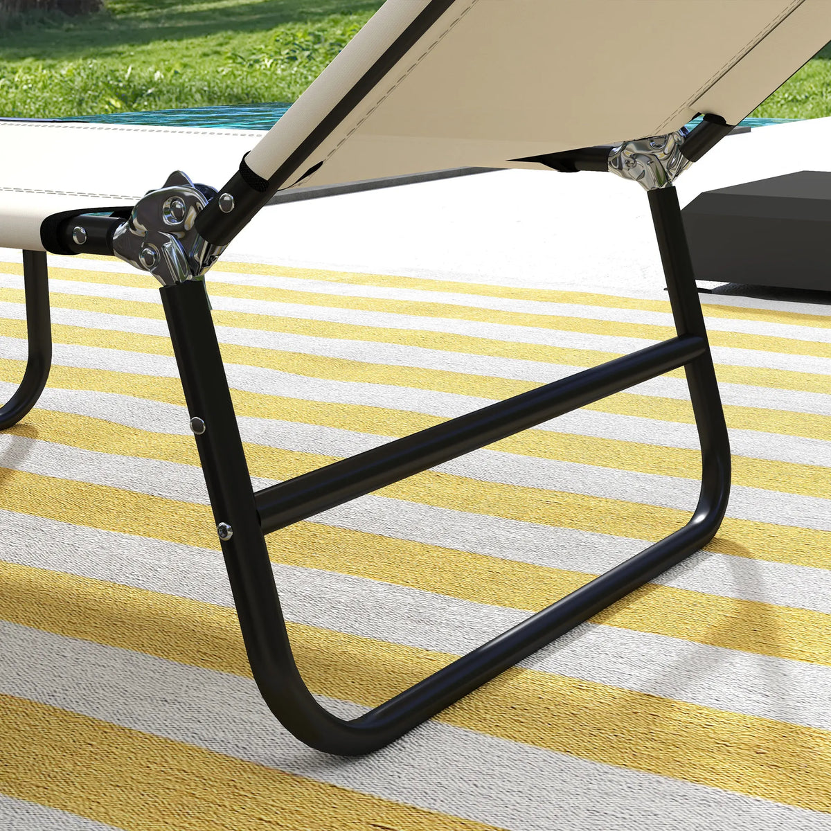 Sun Lounger Set of 2 with 5-Position Backrest, Outdoor Portable Recliner Chaise Lounge Chair