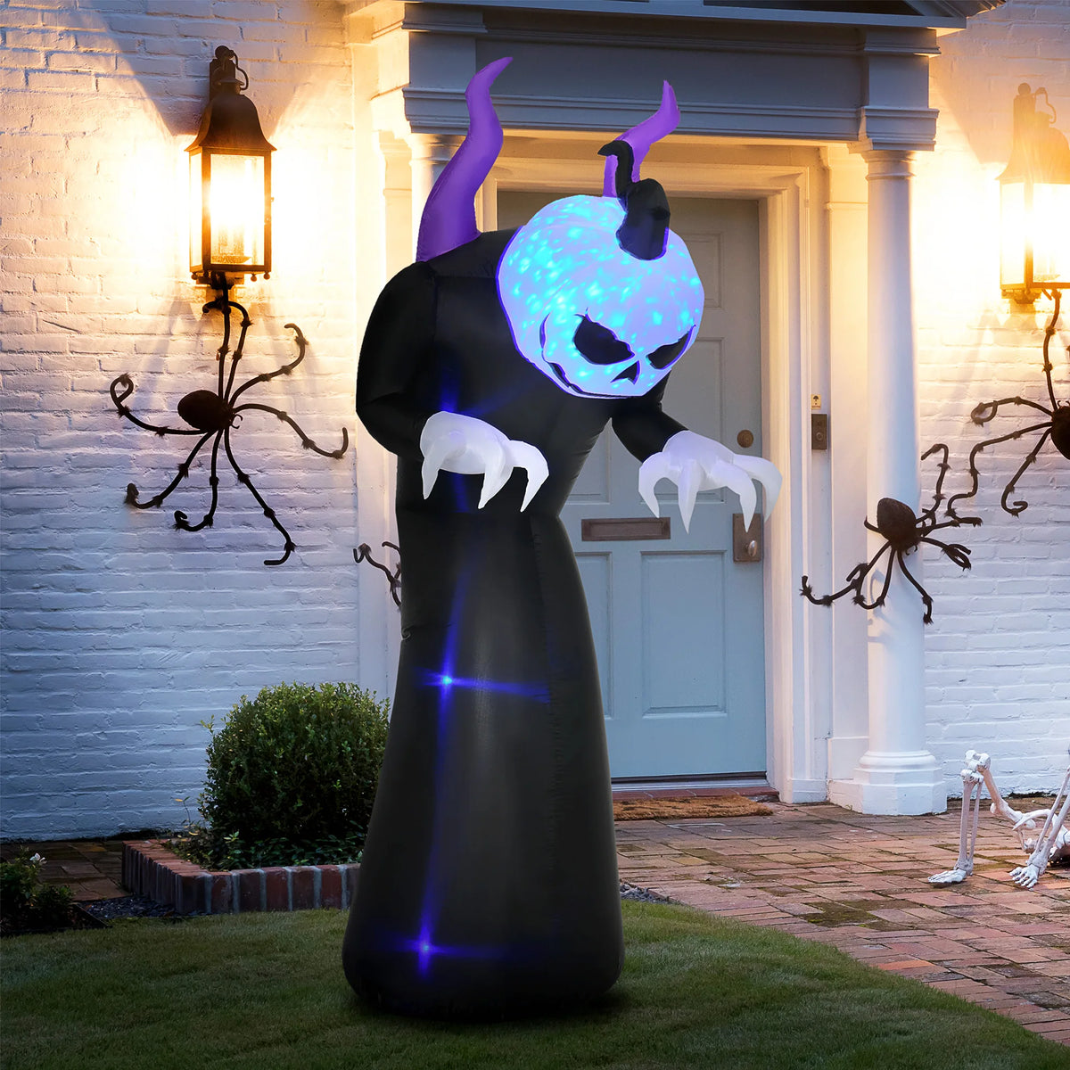 7ft Inflatable Halloween Horned Ghost with LED and Flame Lights