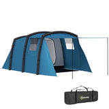 Inflatable 3-4 Man Tunnel Tent with Air Pump Living Area Waterproof Family Camping Tent with TPU Air Beams