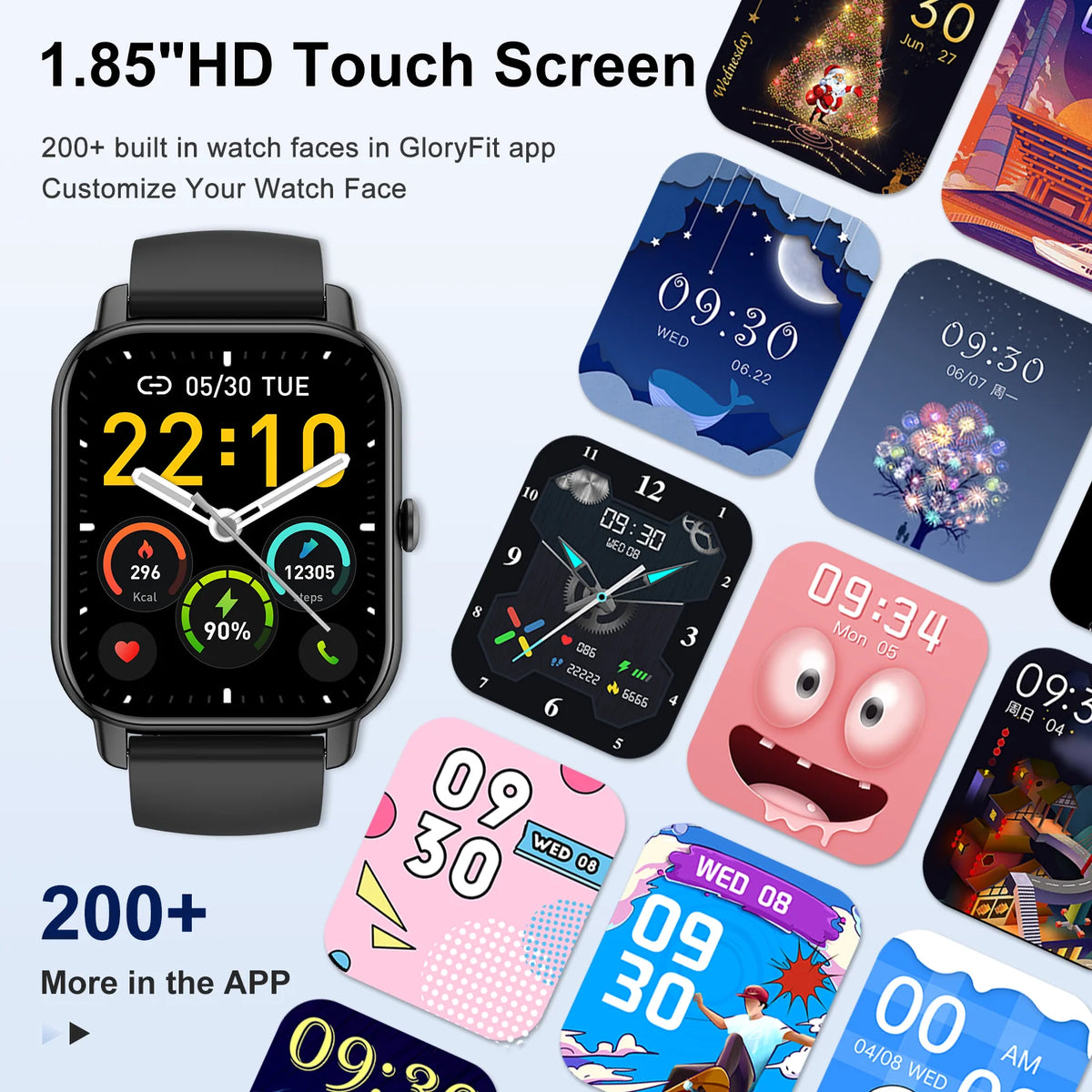 Ultra Thin Smartwatch with Bluetooth Calling, 1.85" Display, 110+ Sports Modes, IP68 Waterproof Fitness Tracker