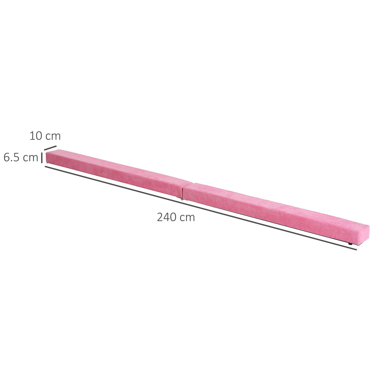 240cm Foldable Balance Beam Trainer, Gymnastics Practice Beam, Suede, Pink