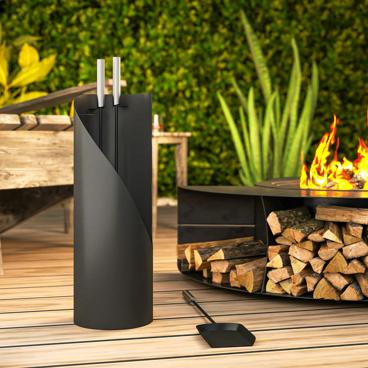4 Pieces Fireplace Companion Set, Metal Fireplace Accessories, Black