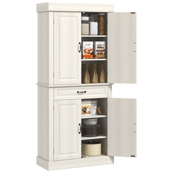 180cm Kitchen Pantry Storage Cabinet, Food Organiser Cupboard, White