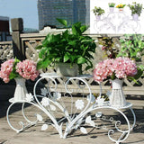 4 Tier Rustproof Metal Plant Stand 45x21x42.5cm White Black 5kg per Tier for Garden Balcony Office