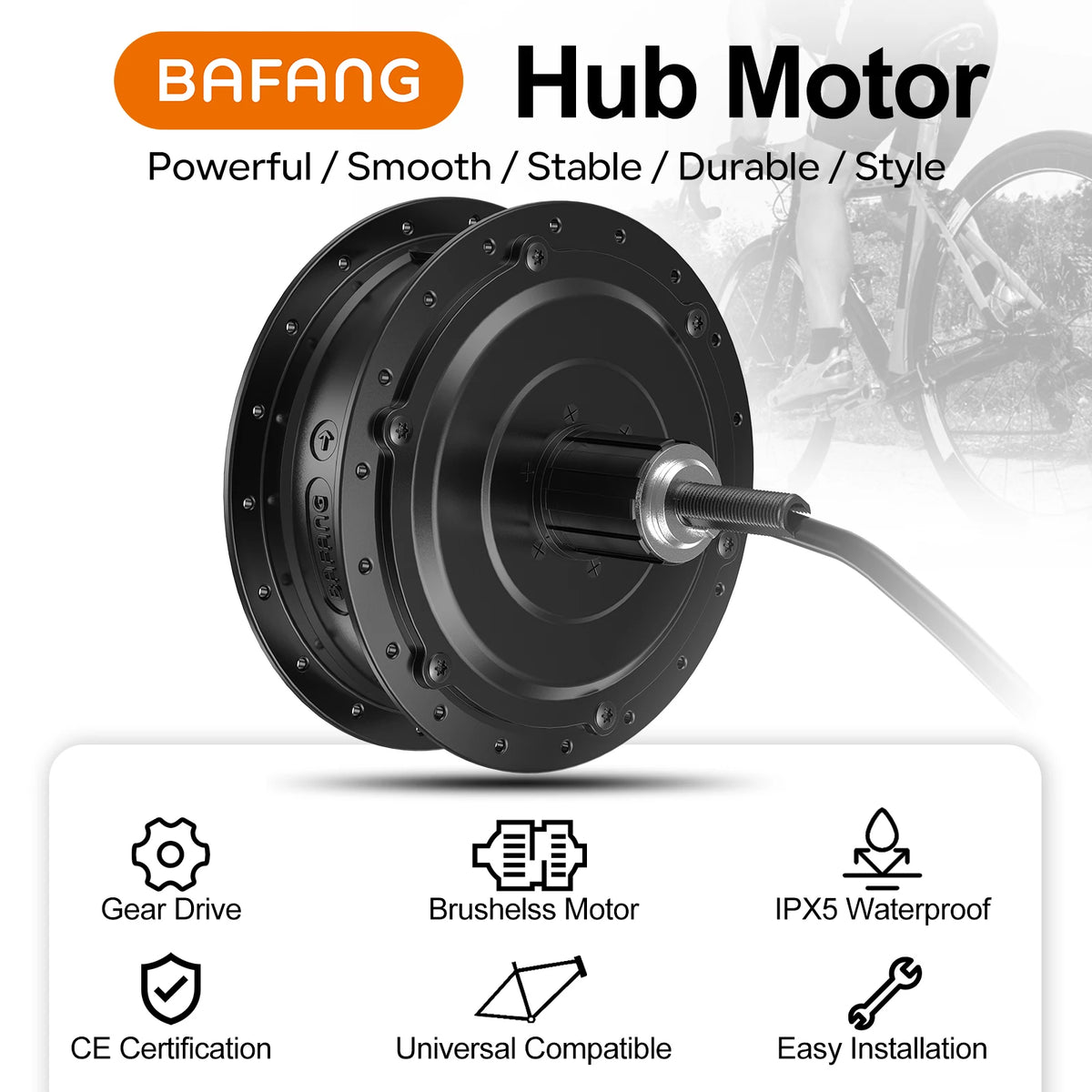 G020 48V 500W Rear Hub Motor E-Bike Conversion Kit for 26", 27.5" and 700C Cassette Disc Brake Wheels