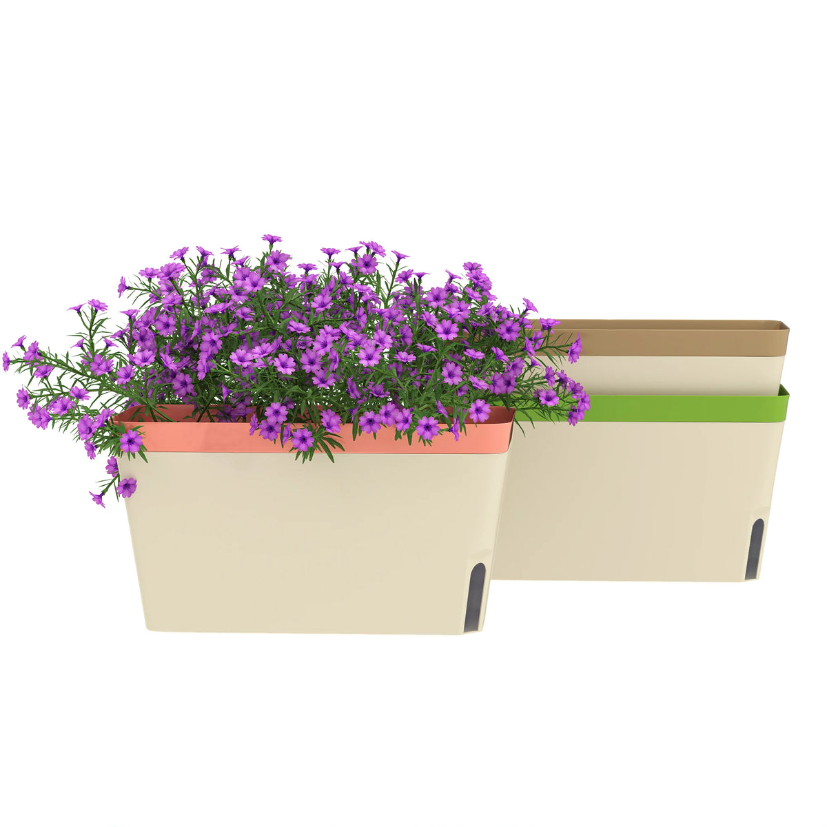 Set of 3 Self-Watering Outdoor Plant Pots with Visual Water Level Window