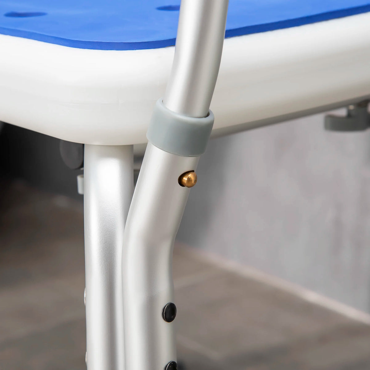 Adjustable Shower Stool with Arms and Back, Padded Bath Seat with Suction Feet, Blue