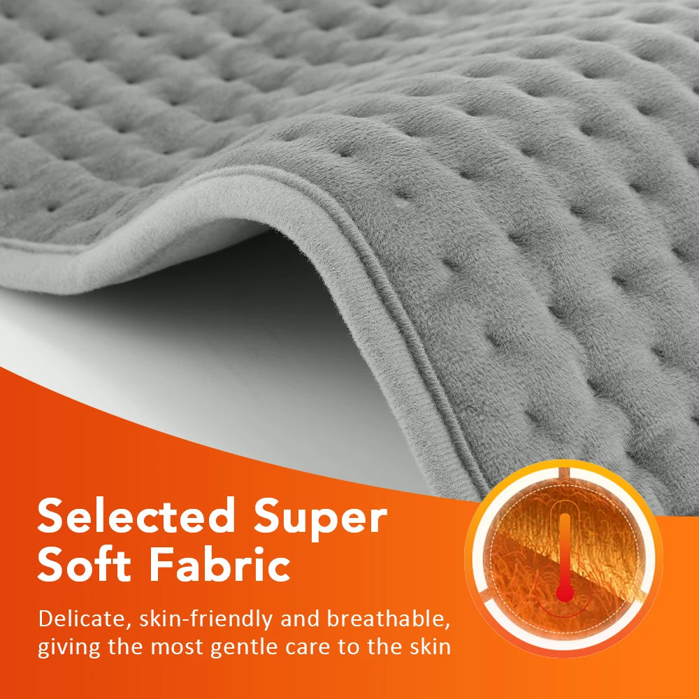 Electric Heating Pad Belt 60 x 30cm with Hand Warmer Pocket, 10 Heat Settings, UK Plug
