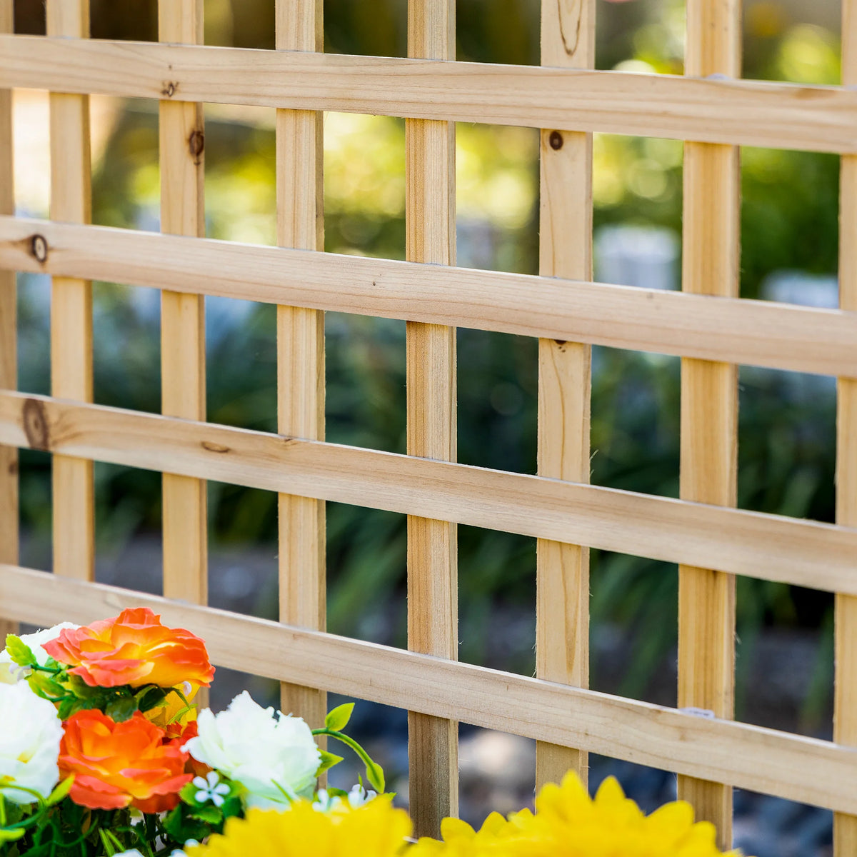 Garden Planter with Trellis Fir Wood Planting Box for Climbing Vines 2 Drainage Holes 50kg Natural