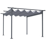 3.5 x 3.5m Metal Pergola Gazebo with Retractable Anti-UV Canopy, Drainage Holes and Ground Stakes
