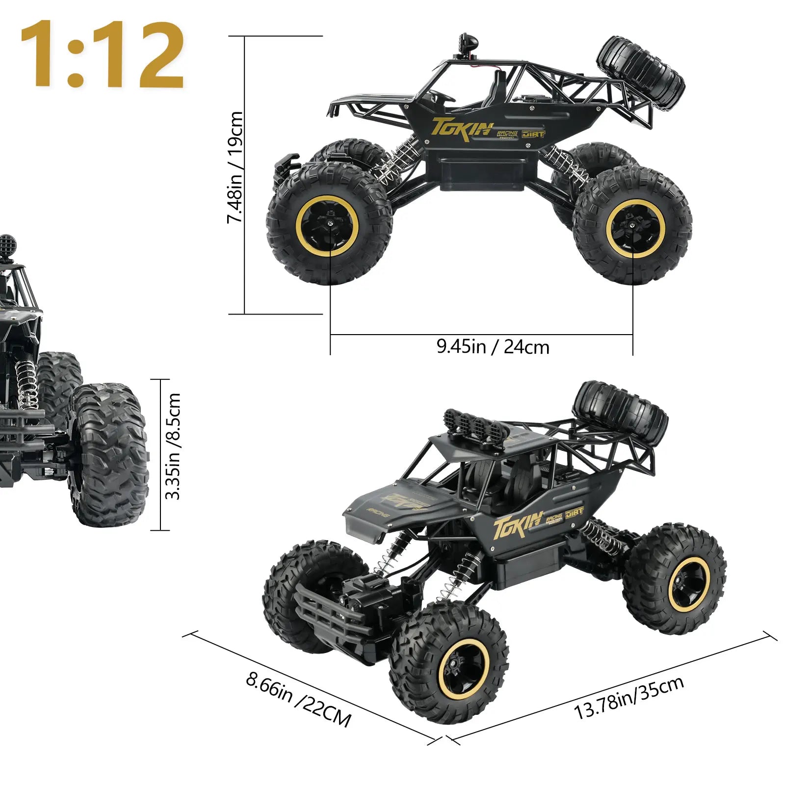 1:12 Scale 4WD RC Car 2.4G Remote Control Buggy 4x4 Off-Road Truck with Metal and ABS Construction for Kids and Adults