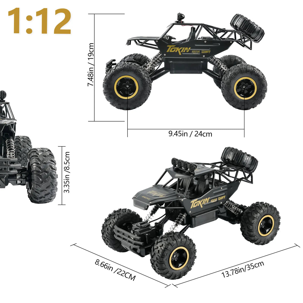 1:12 Scale 4WD RC Car 2.4G Remote Control Buggy 4x4 Off-Road Truck with Metal and ABS Construction for Kids and Adults
