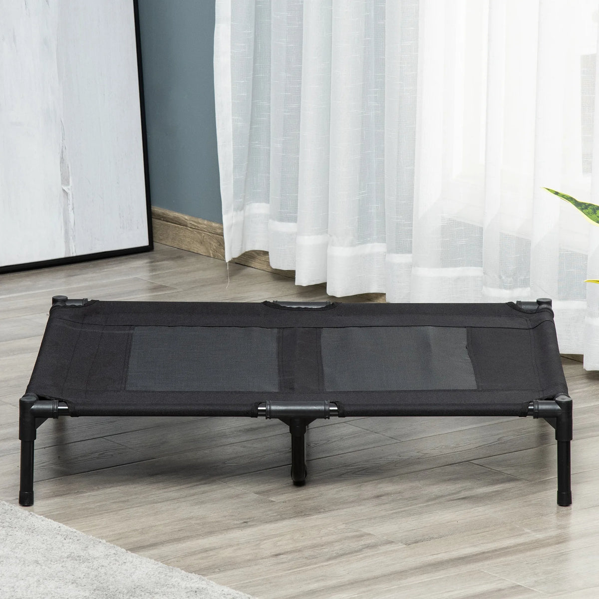 Elevated Dog Bed with Breathable Mesh, Portable Raised Pet Cot, XL, Black