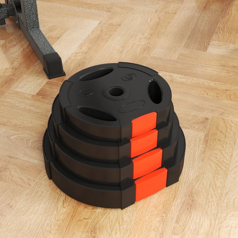 Weight Plates Set 15kg Total Two 5kg and Two 2.5kg with 2.5cm Centre Holes Standard Fit Polypropylene Black