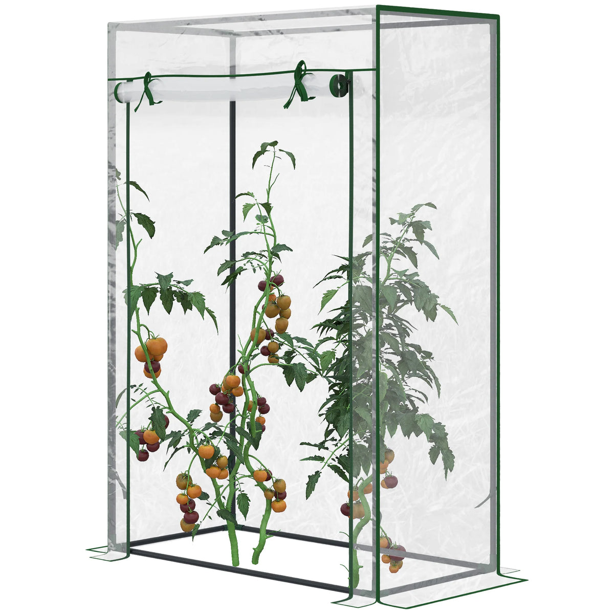 Tomato Greenhouse with Roll-Up Door, Mini Greenhouse with PVC Cover, Outdoor Grow House