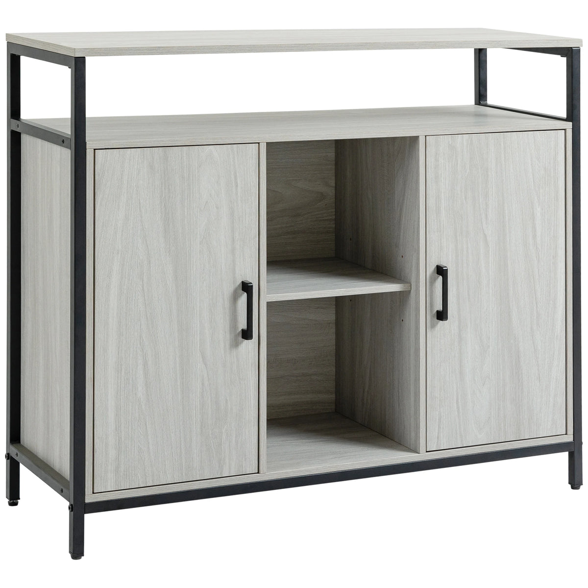 Modern Sideboard Storage Cabinet with Adjustable Shelves Light Grey